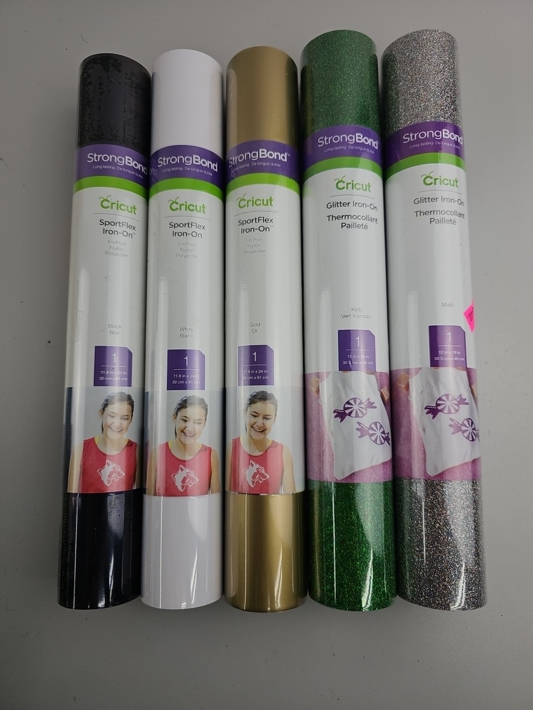 New Bundle Of 5 Cricut Glitter and Solids Vinyl Iron On Project  Strong Bond