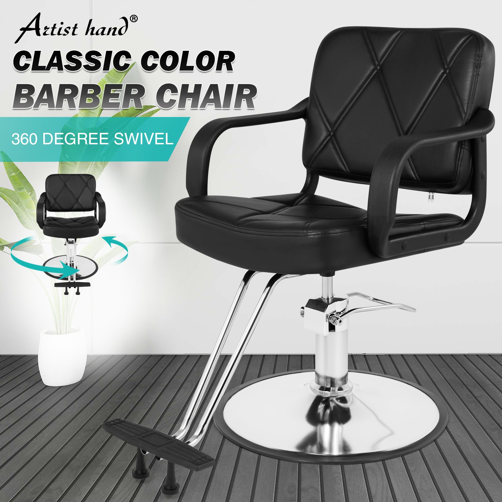 Artist Hand Classic Black Hydraulic Barber Chair Salon Beauty Spa Equipment