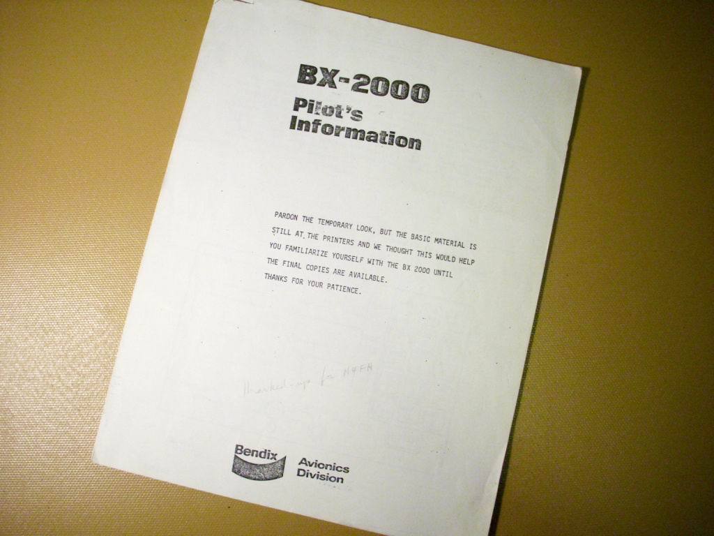 Bendix BX-2000 Pilot's Information Manual