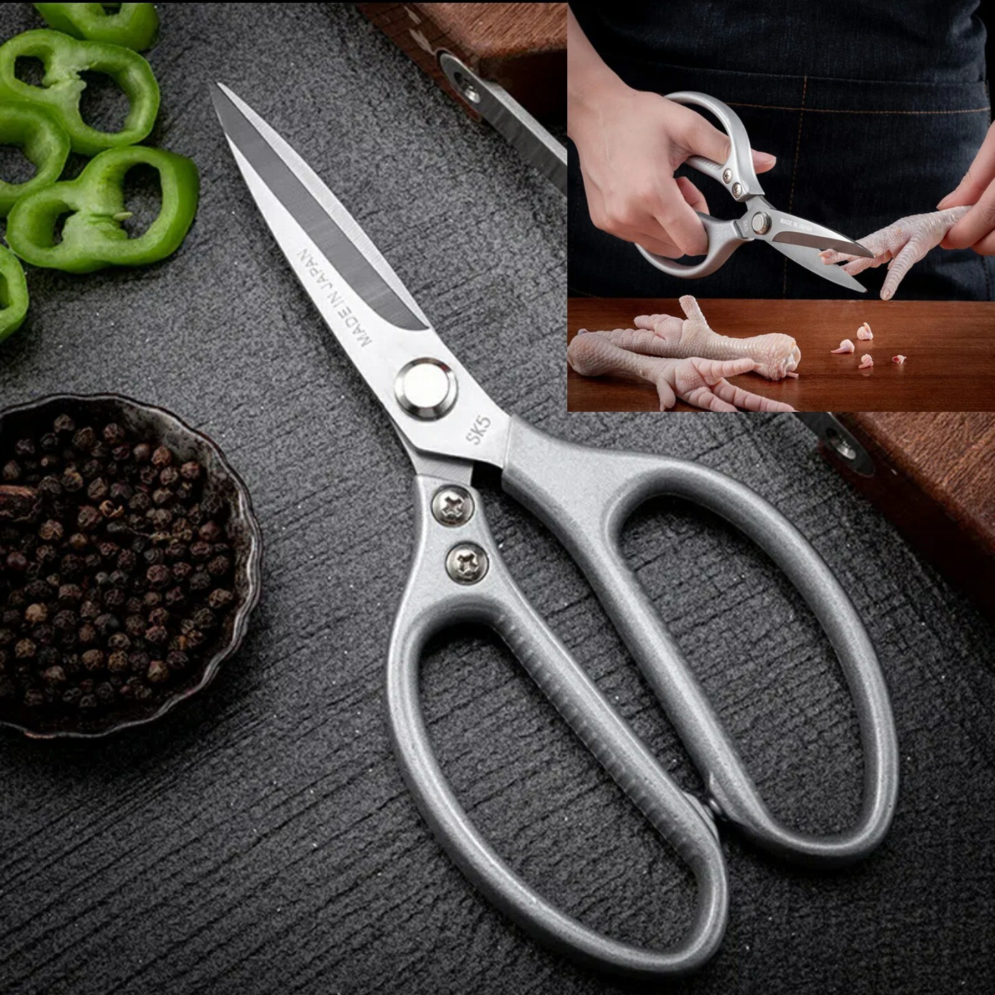 1 Pair Kitchen Scissors Heavy Duty Sharp Shears  Fish Chiken Meat Bone BBQ