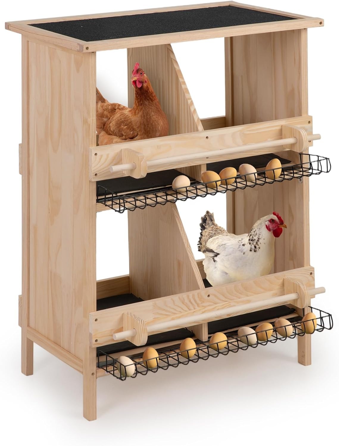 Nesting Boxes for Chicken 2-Tire Roll-Away Egg Waterproof Wooden