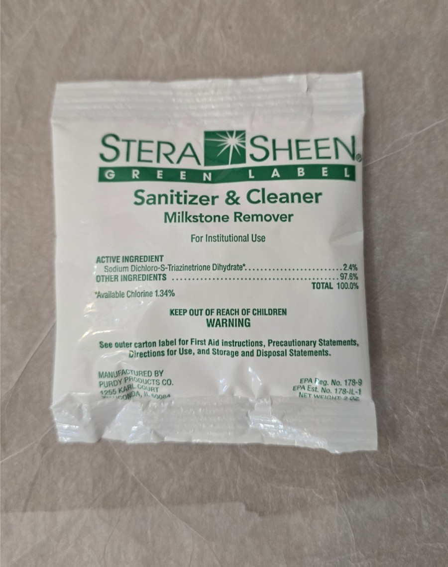 33 Packs of Stera Sheen Green Label Sanitizer Packets (2oz Packets)