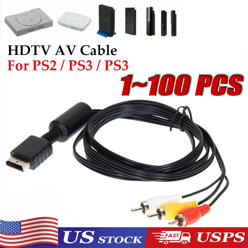 6 Feet AV to RCA Audio Video Composite Cable Cord For Sony PS1 PS2 PS3 PS3 Slim