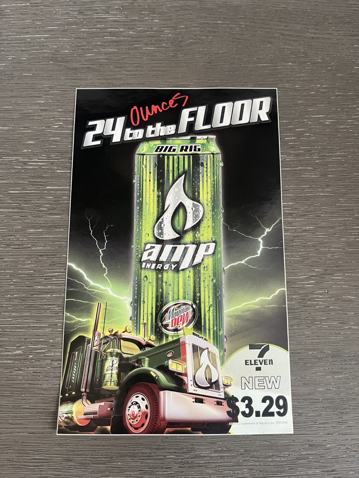 Mountain Dew Amp Big Rig 24oz Retail Advertising Window Door Sticker Decal 8"x5"
