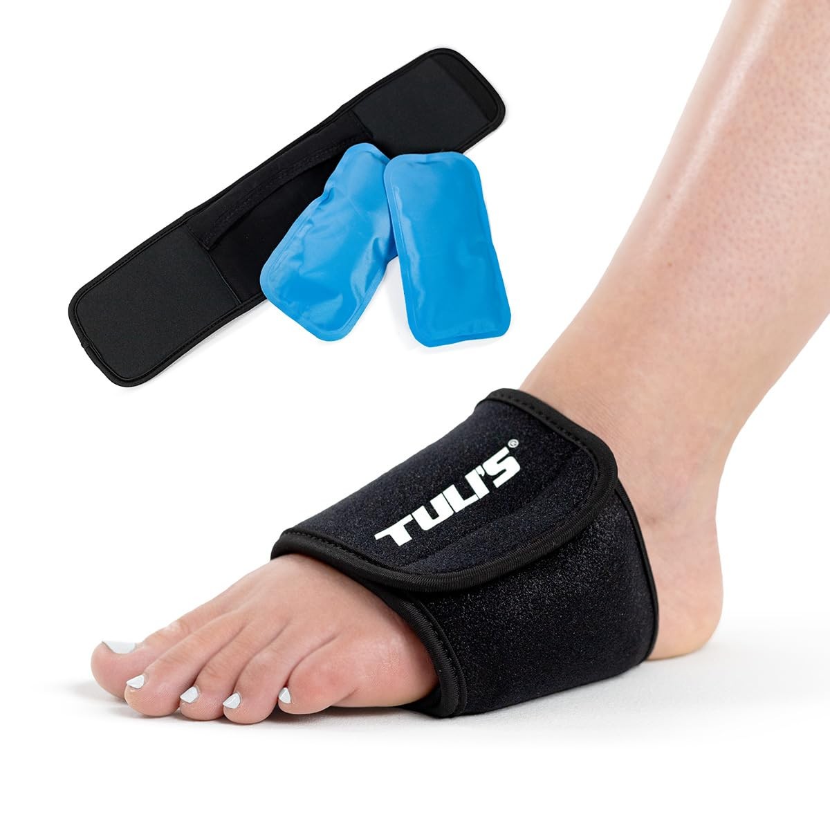 Tuli’s Foot Therapy Wrap, Ice/Heat Pack for Plantar One Size, Black