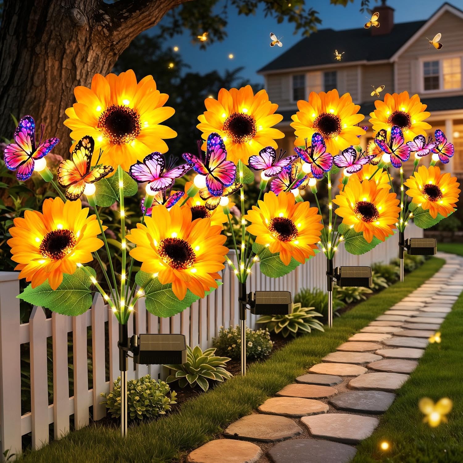 KOOPER Solar Garden Lights Outdoor Decor, Upgraded 4 Pack 4 PACK, Warm Light