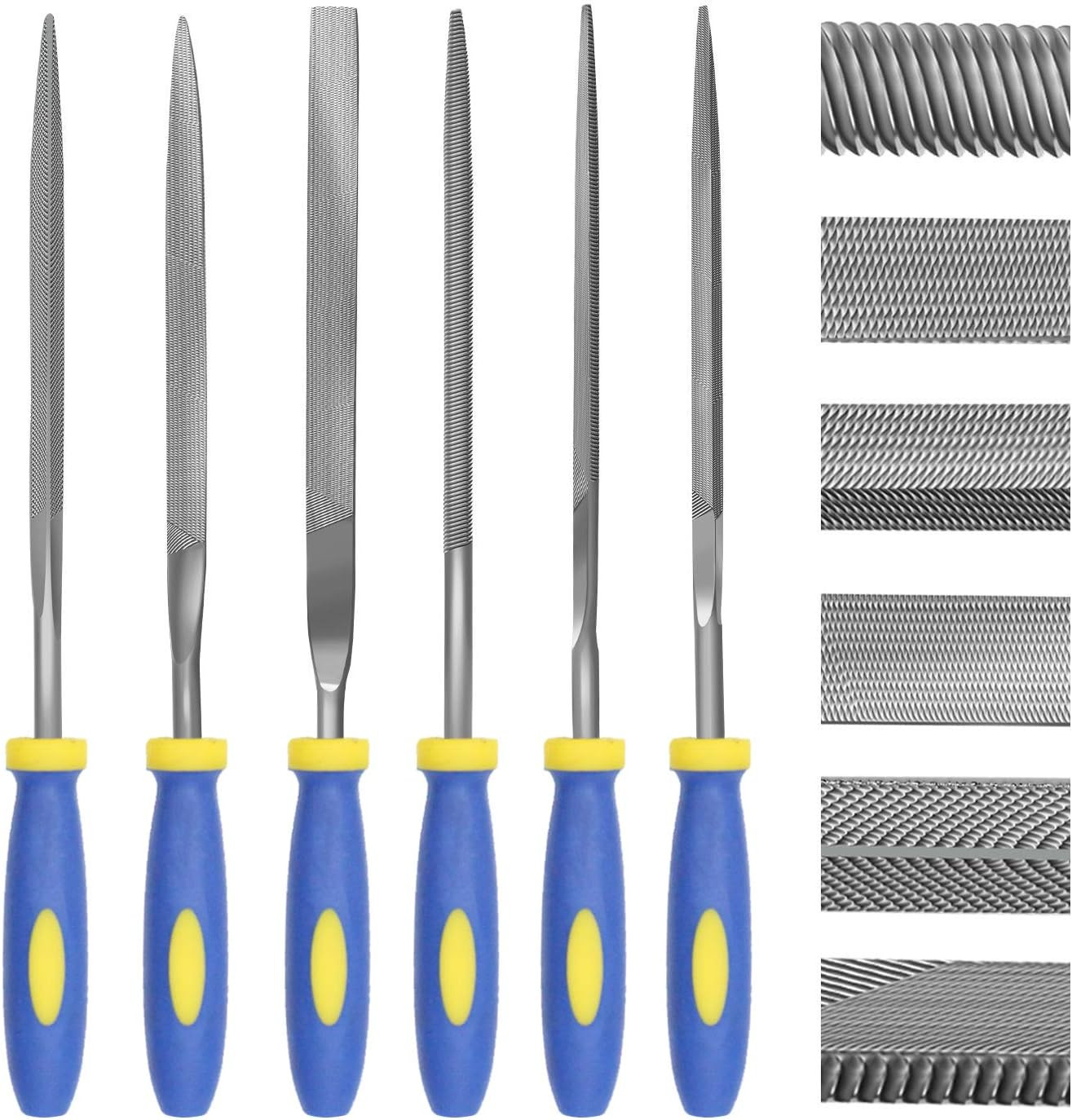 6-Piece Carbon Steel Needle File Set with Hardened Alloy Strength