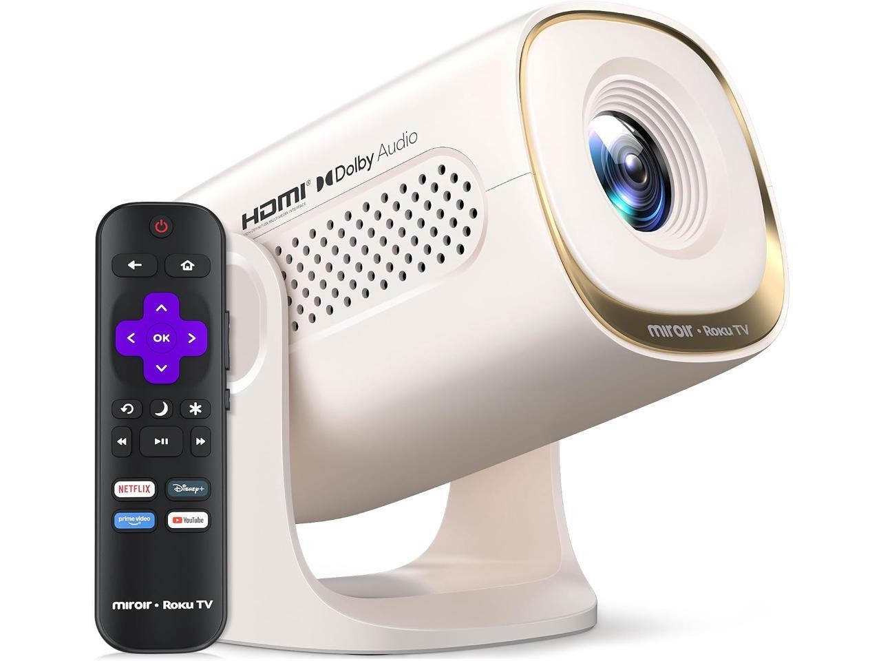 Miroir Roku TV Smart Projector with WiFi and Bluetooth, 150 ANSI, Dolby Audio, 2