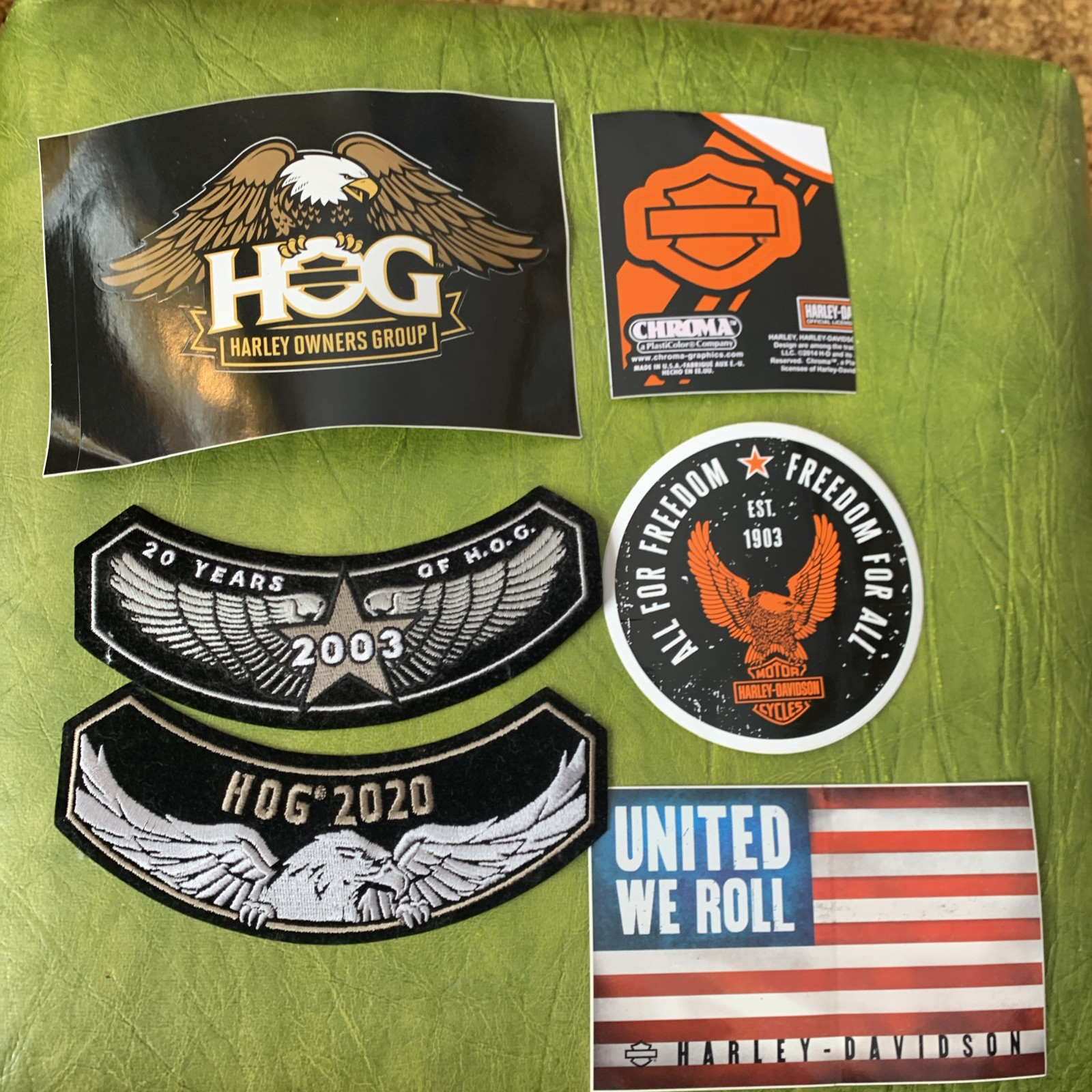 Harley Davidson HOG Lot  jacket Patches Stickers Decals 2003-2020 See Pics