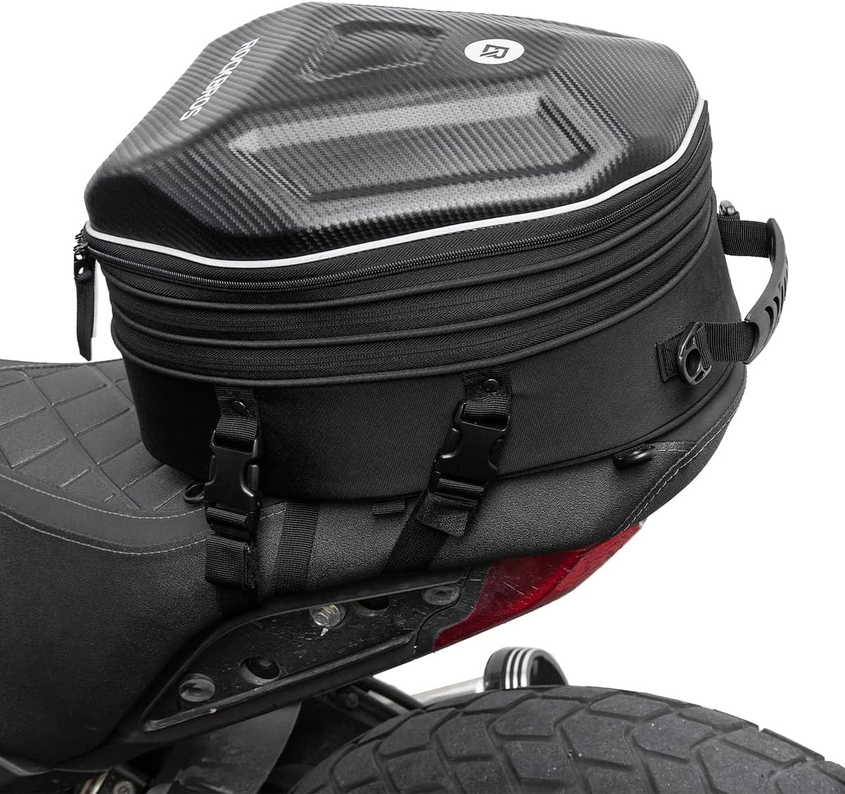 EVA Hard Shell Motorcycle Tail Bag Waterproof Motorcycle Seat Bag Expandable Hel