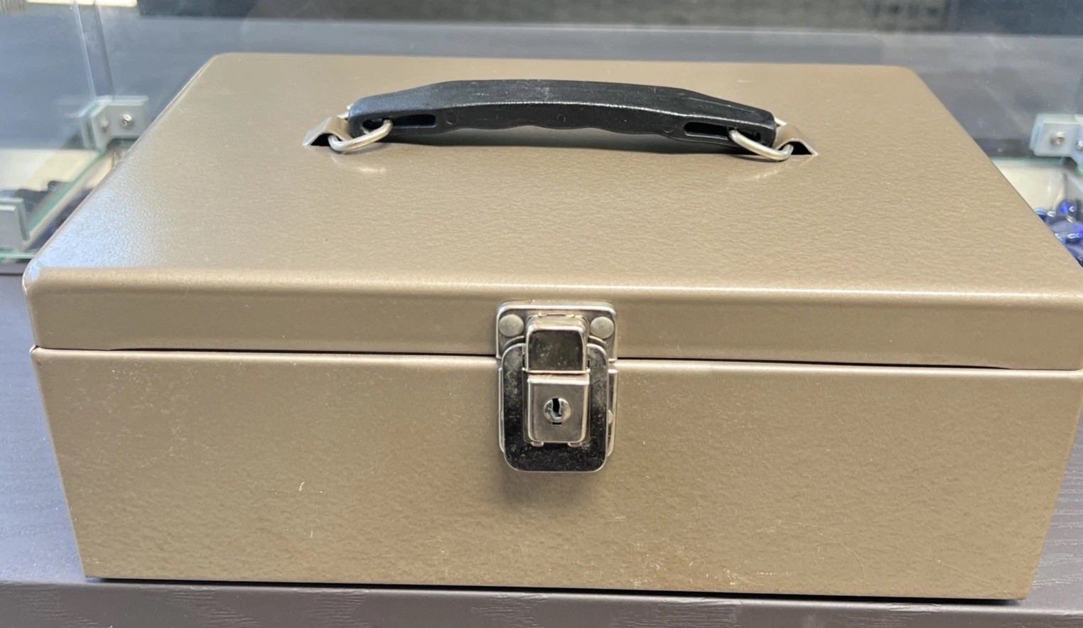 Vintage Rockaway Metal Storage Box/Lock 8"x11" Latch works WITH KEY Steel