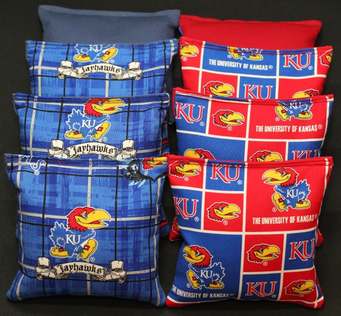 Cornhole Bean Bags made w University of KANSAS JAYHAWKS KU Fabric ACA Regulation