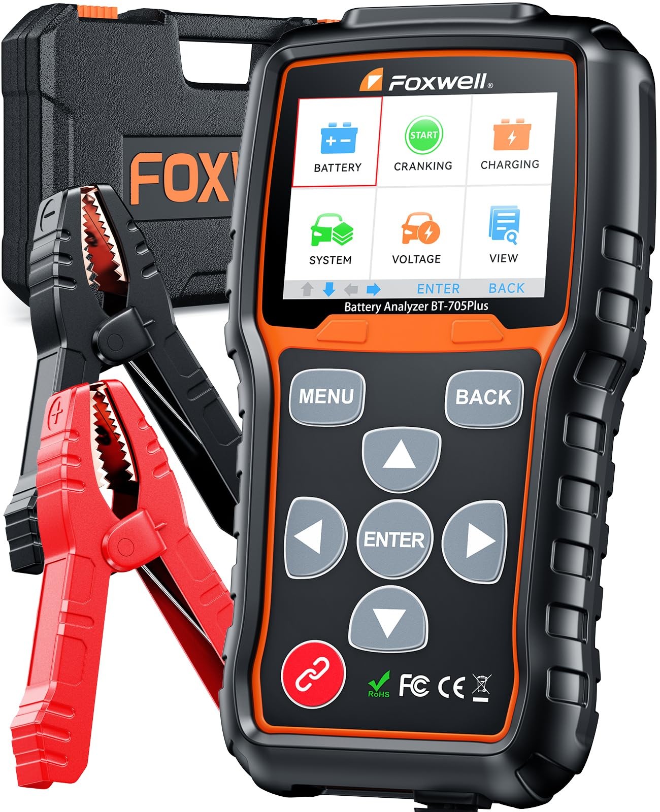 FOXWELL BT705 Plus Car One-hand grip size, Black&Orange, 2.8‘’Colorful screen