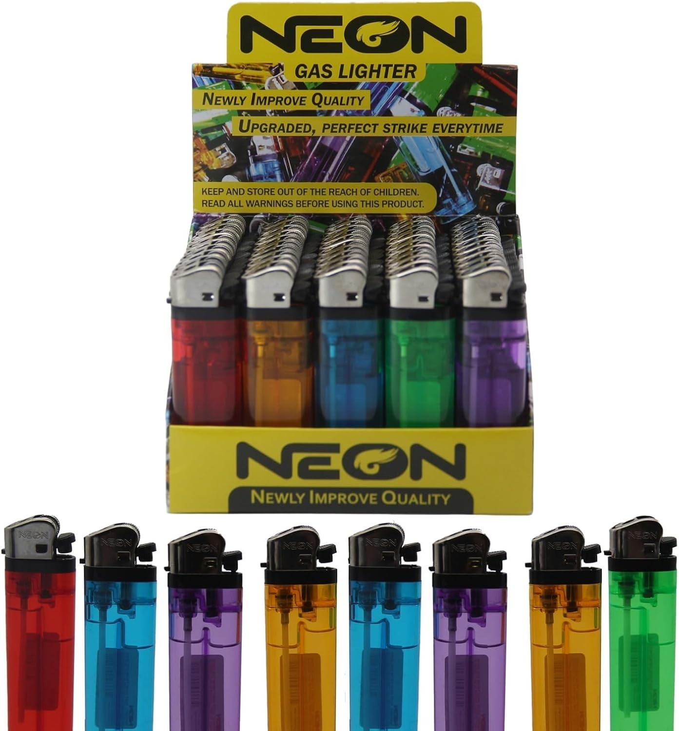 Neon Disposable Lighters 100ct Bulk Cheap Cigarette Pocket Lighters Wholesale Lo