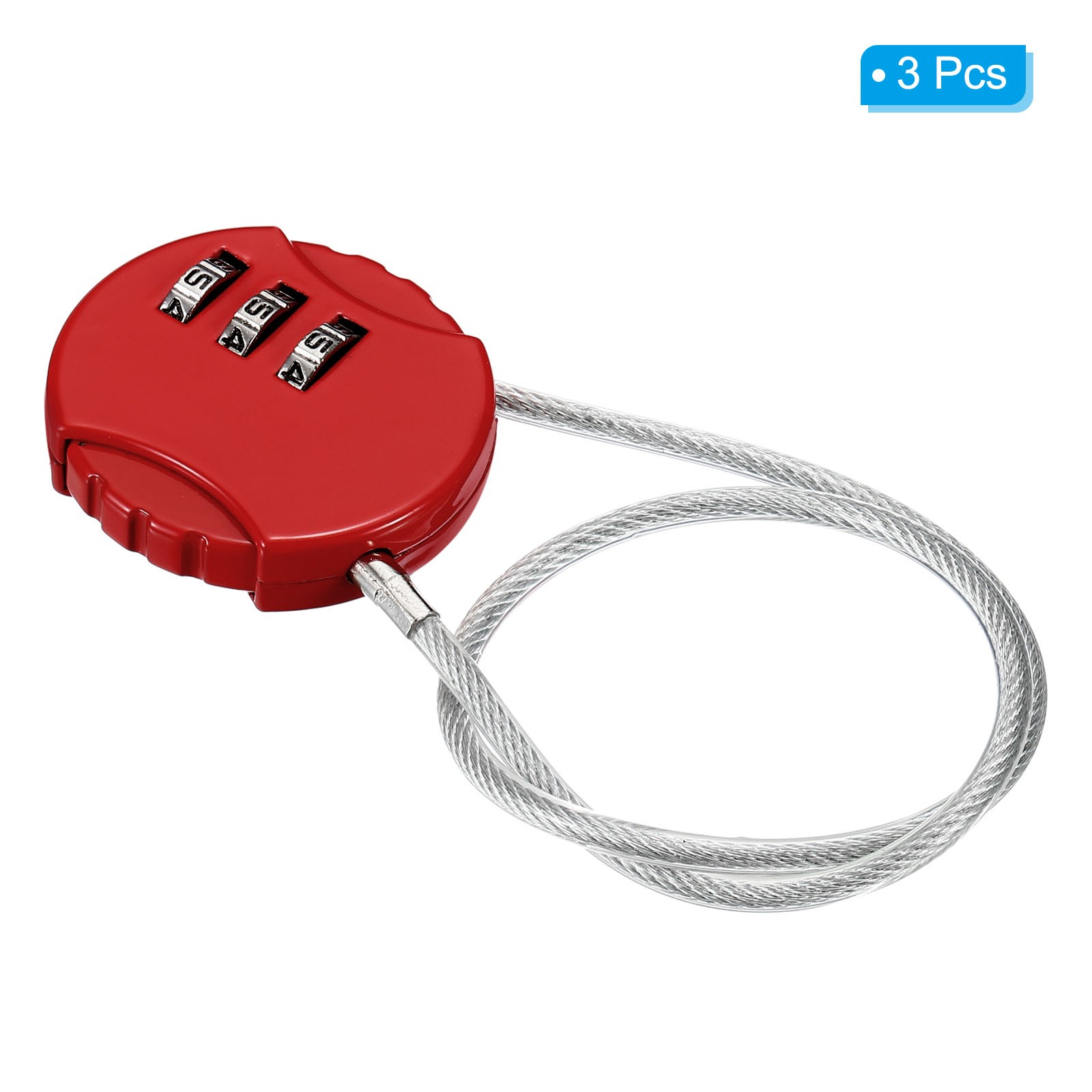 Small Combination Block 11.8", 3pcs 3 Digit Luggage Lock, Red