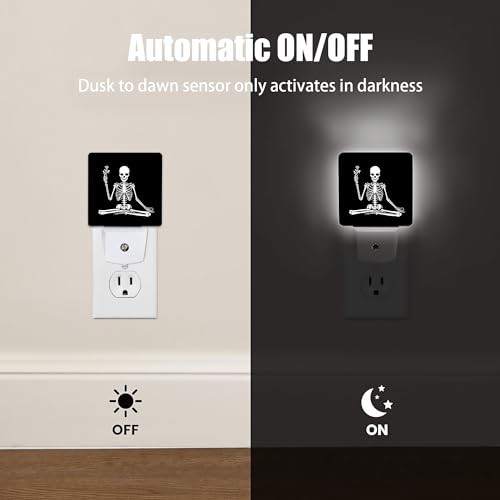 Night Light, Dusk to Dawn Smart Sensor Nightlight for Skeleton Holding Flower
