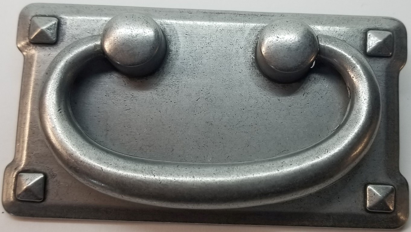 PEWTER SILVER DOUBLE Horizontal Mission Style Drawer Pull patina rustic antique