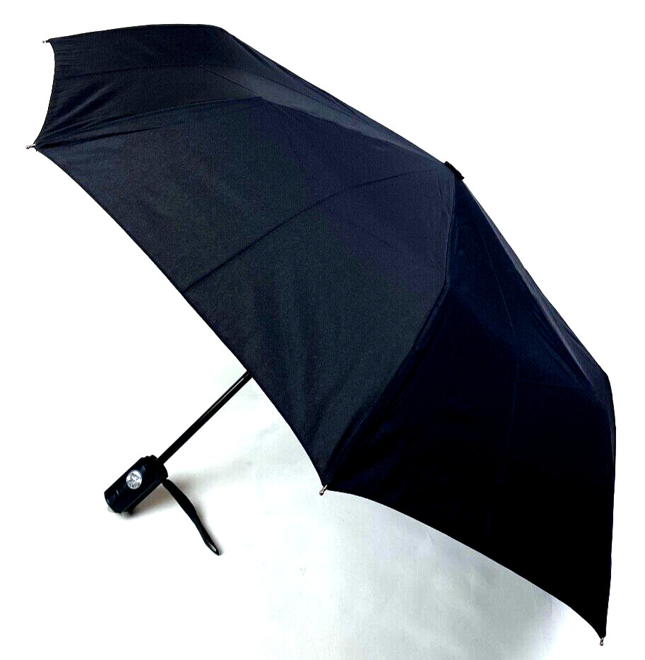 Smart Compact Manual Umbrella with Battery Powered Fan, Light, Compass