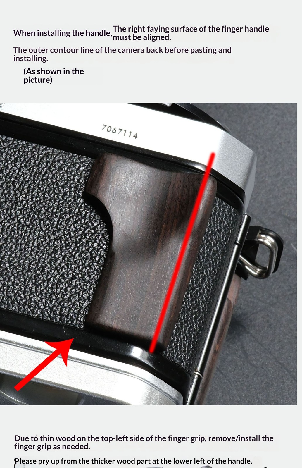 Camera Grip - Wooden HandleCompatible with Nikon FM2 / FM3A / FM / FE / FE2