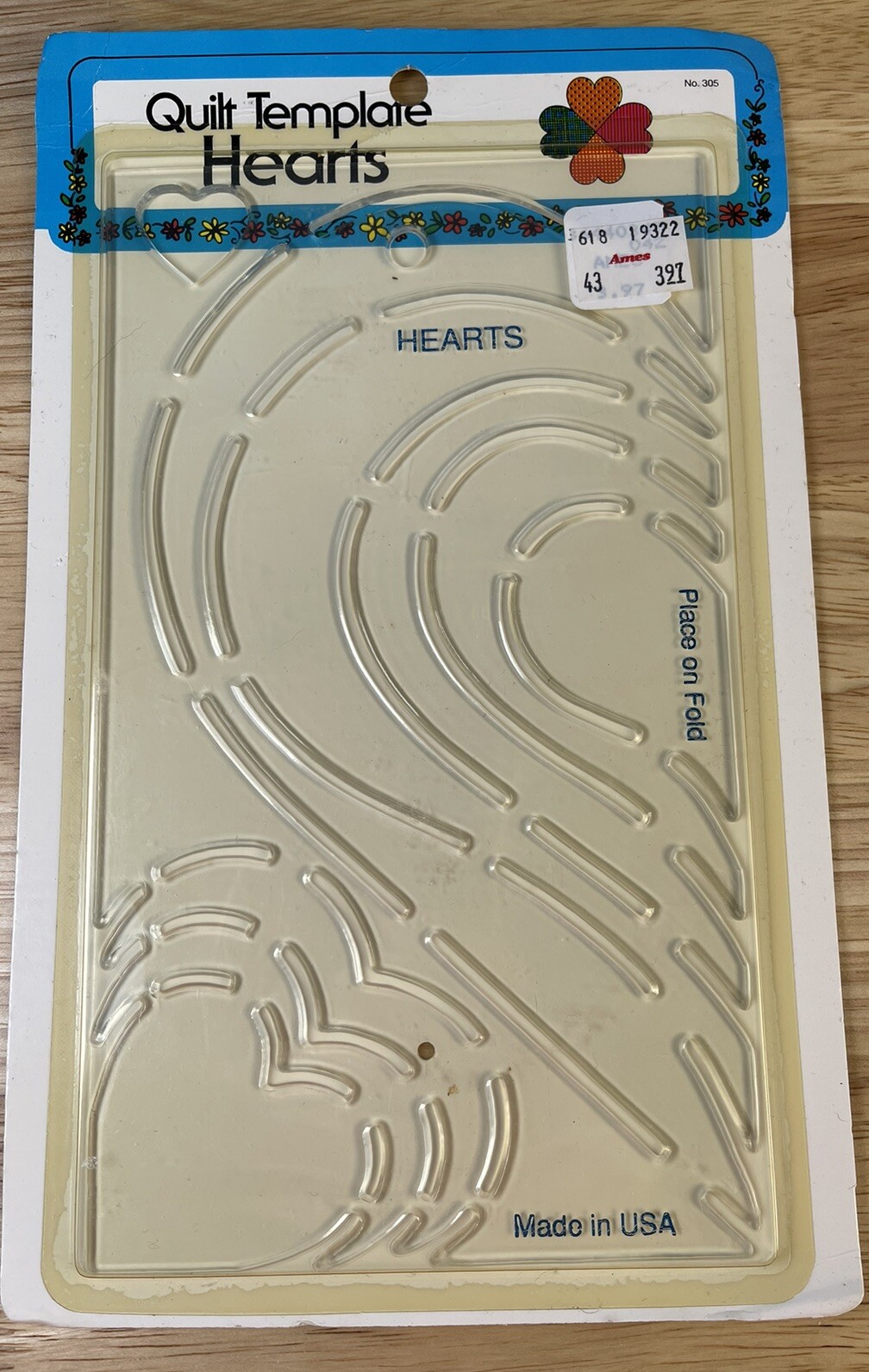 Vintage W.H. Collins Inc. Hearts Quilting Template - No. 305 - NIP