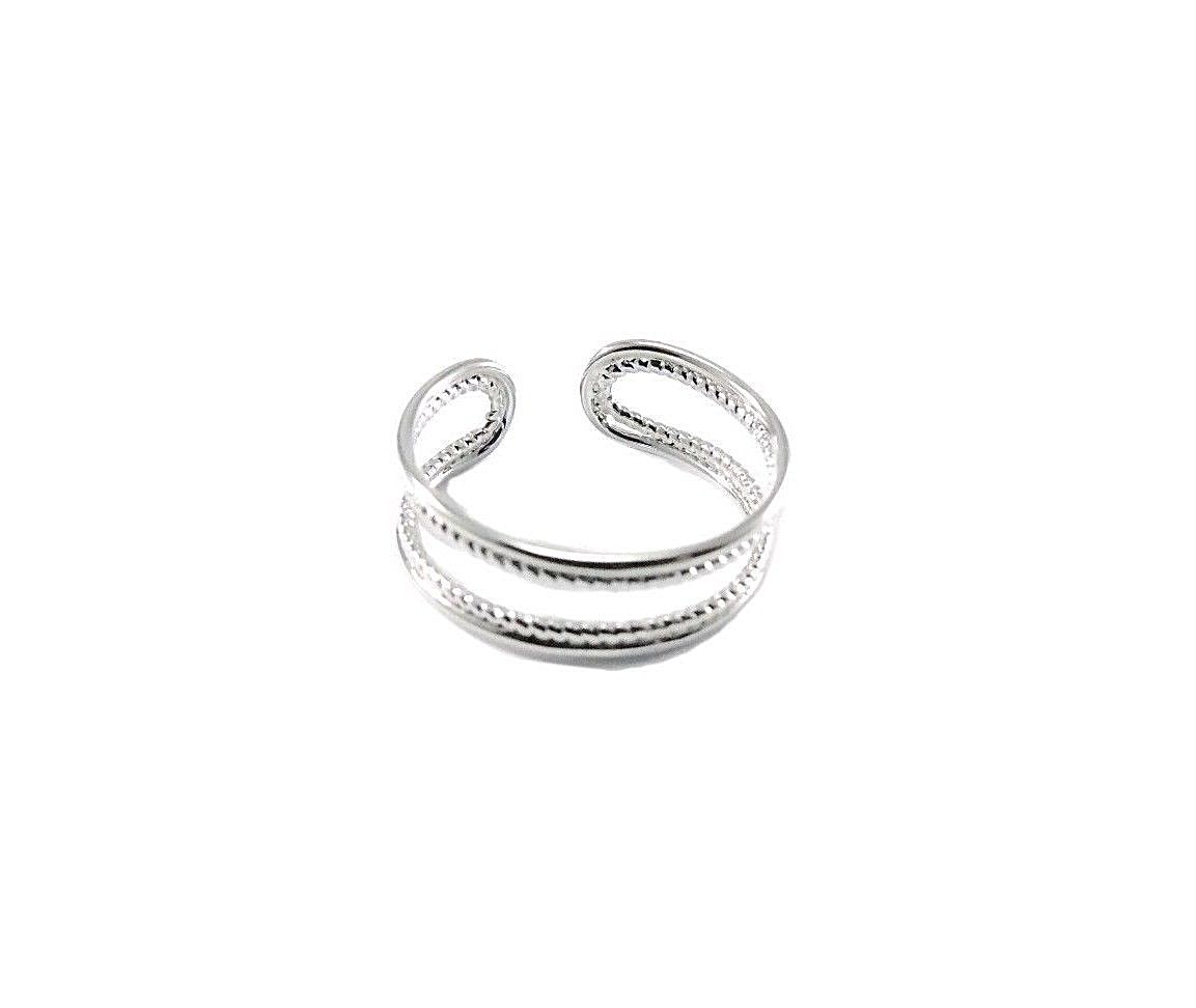 Toe Ring Silver Adjustable Stacking Open Finger Thumb Knuckle Double Band