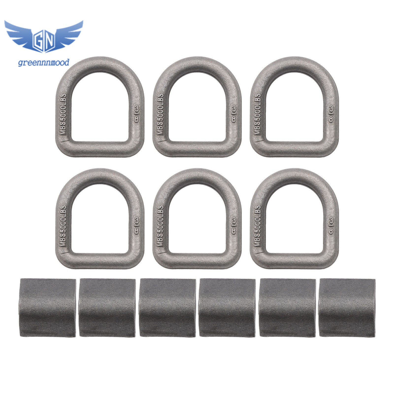 {6 Pack} 3/8" Heavy Duty Weld-On Forged D Ring Fracture Strength 5000 LBS