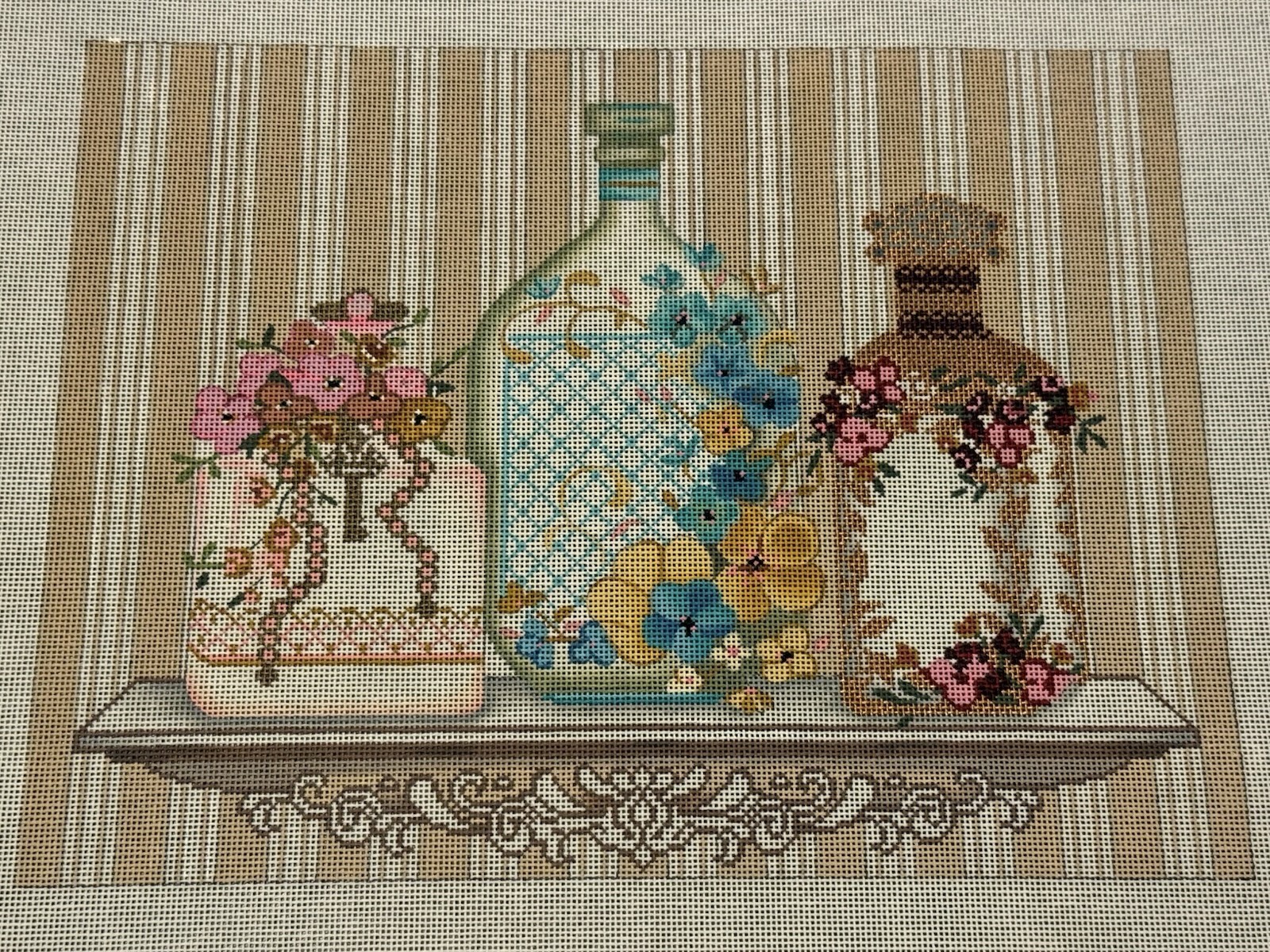 Alice Peterson 2693 Hand Painted Needlepoint Canvas Perfume Bottles