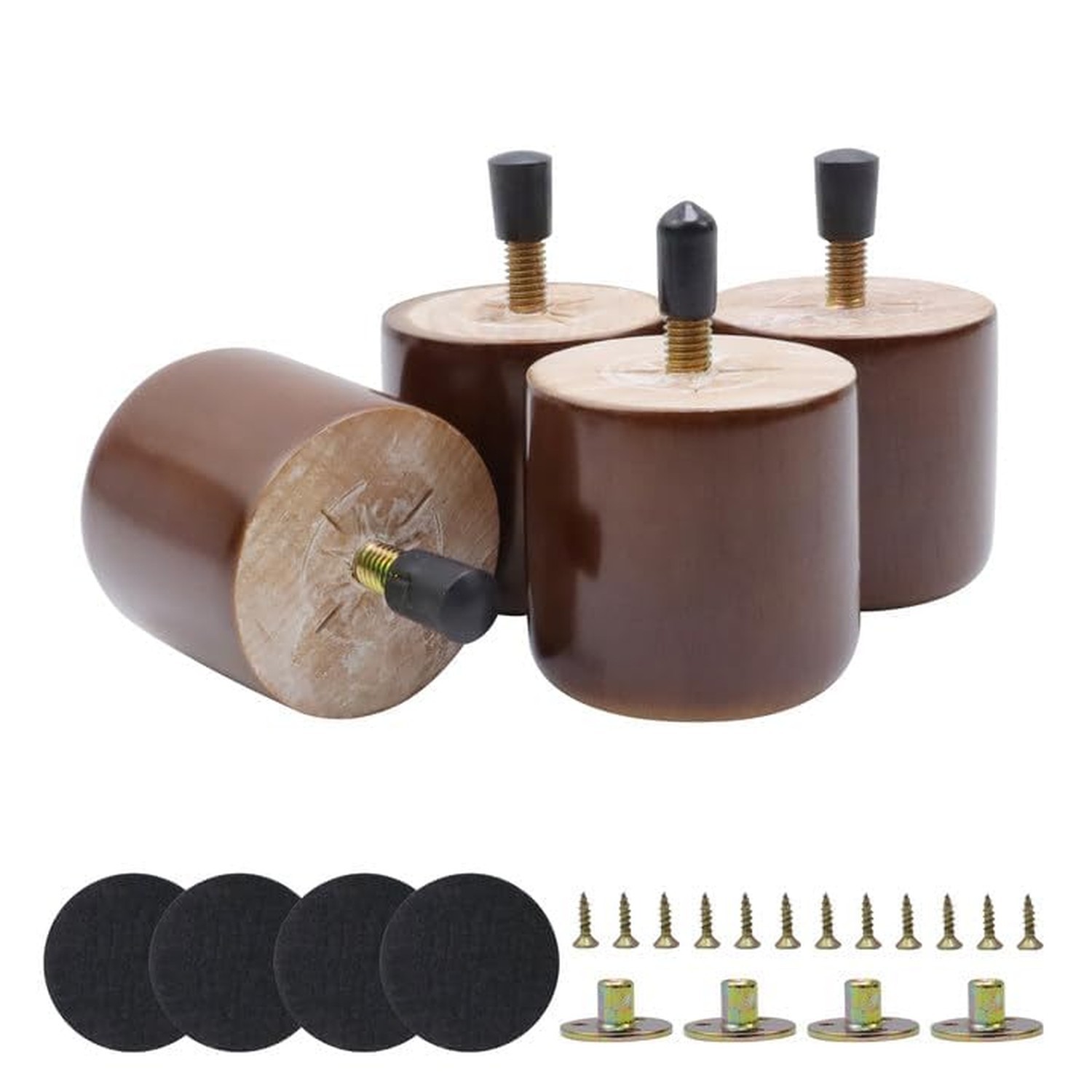 Round Wooden Furniture Legs 2 Inch Wooden Replacement Legs for Furniture Sofa...