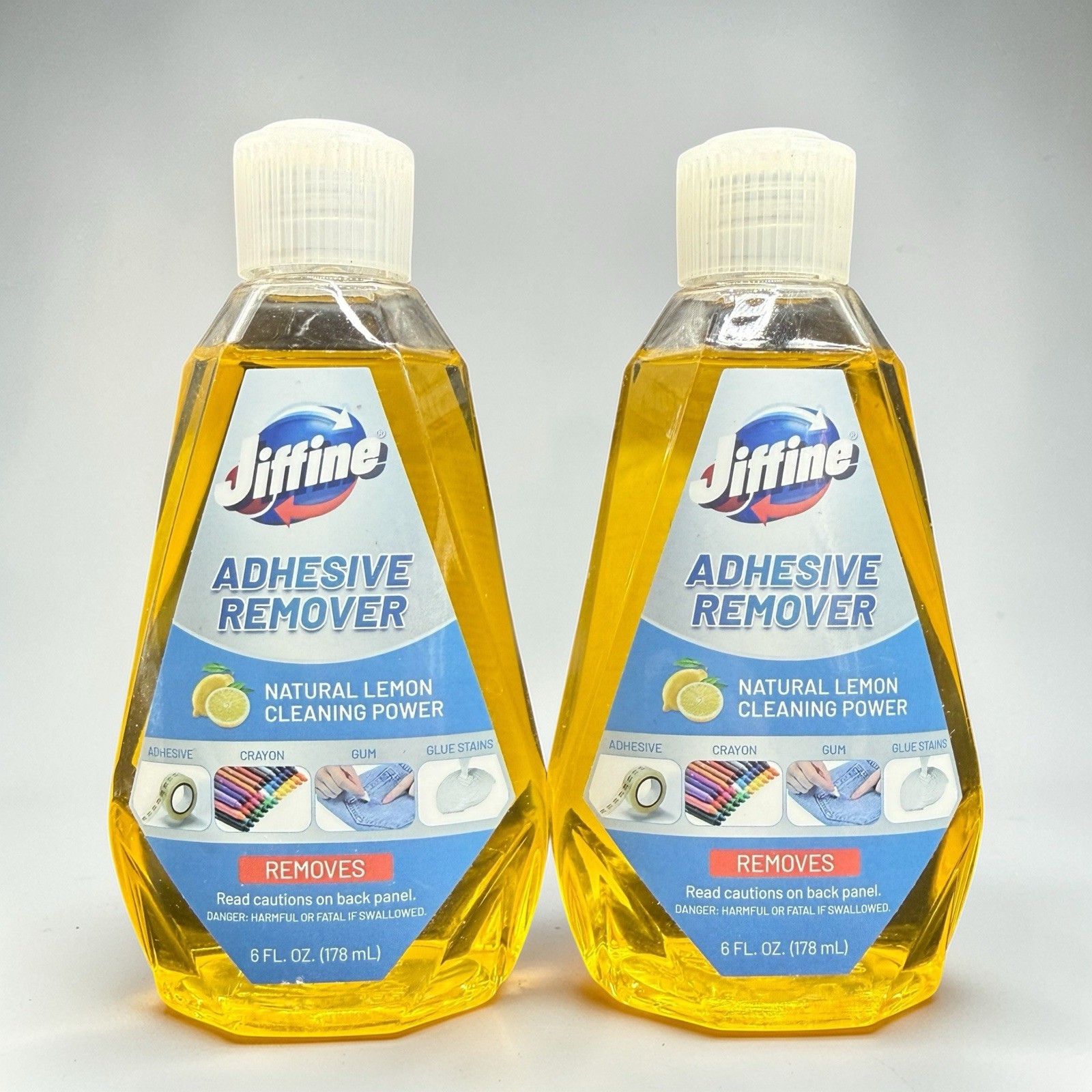 Jiffine Adhesive Remover 6oz (2 Pack) Surface Safe Sticker Glue Gum Grease Tape