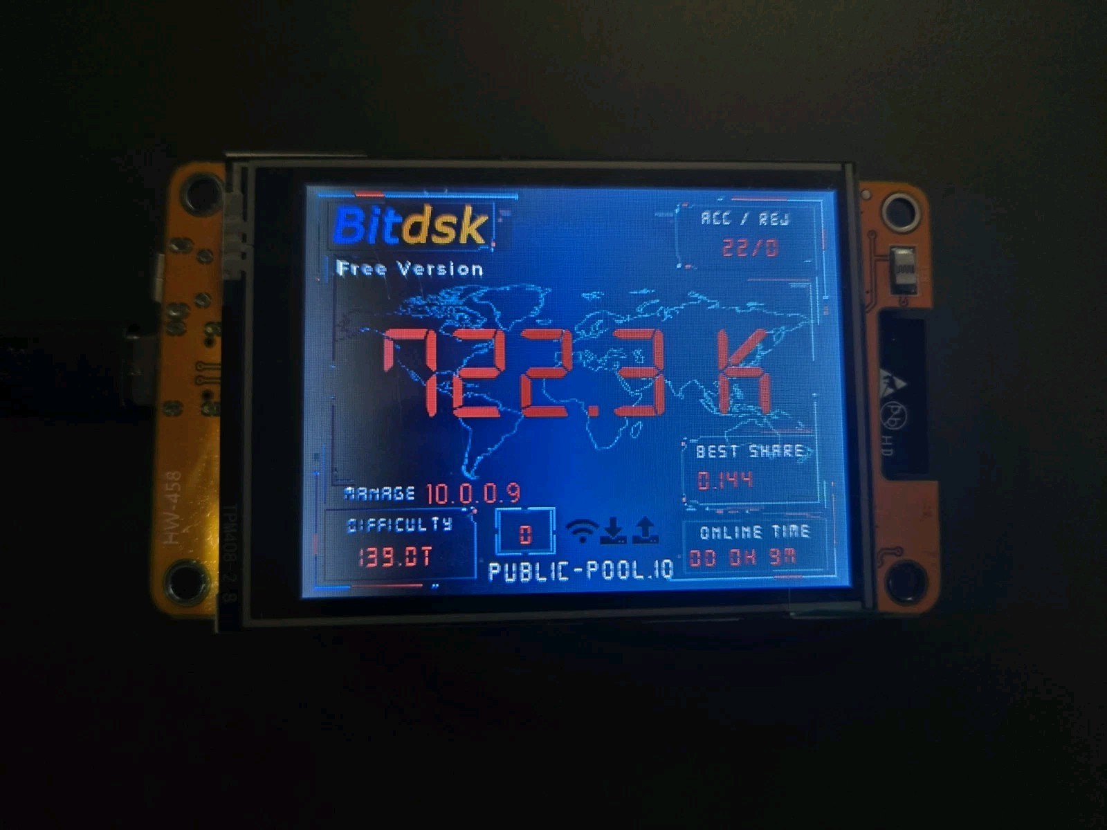 Bitcoin Bitdsk 700+kh/s!  🔥 Lottery Miner 🔥  Faster Than  Nerd Miner (No Case)