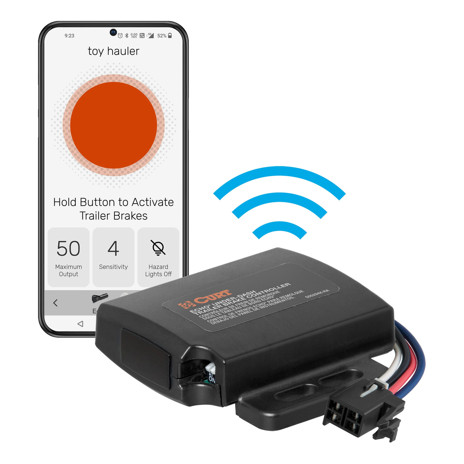 CURT 51190 Echo Under-Dash Electric Trailer Brake Controller with Bluetooth