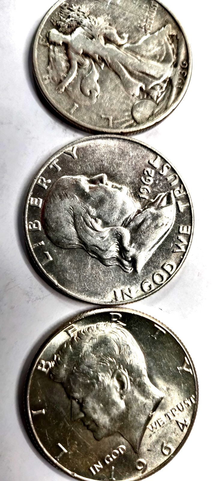 3 Historical 1/2 Dollars LIBERTY~FRANKLIN~KENNEDY~ Various Years Great Value Now