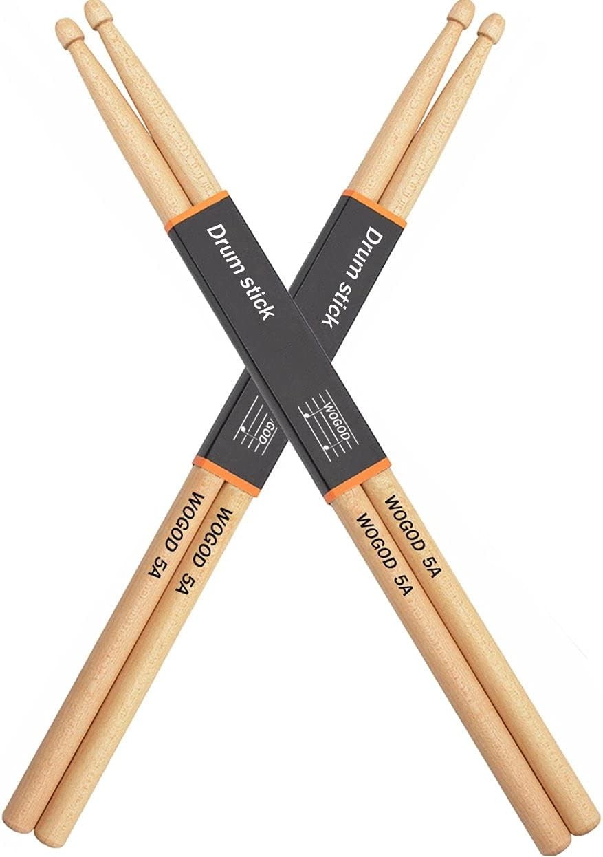 5A Maple Drumsticks with Water Drop Tip - Two Pair for Exceptional Tone