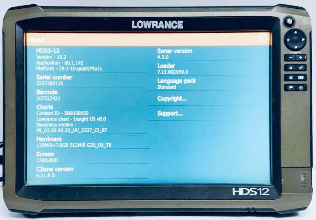 Lowrance HDS12 Gen3 Insight Fishfinder Display
