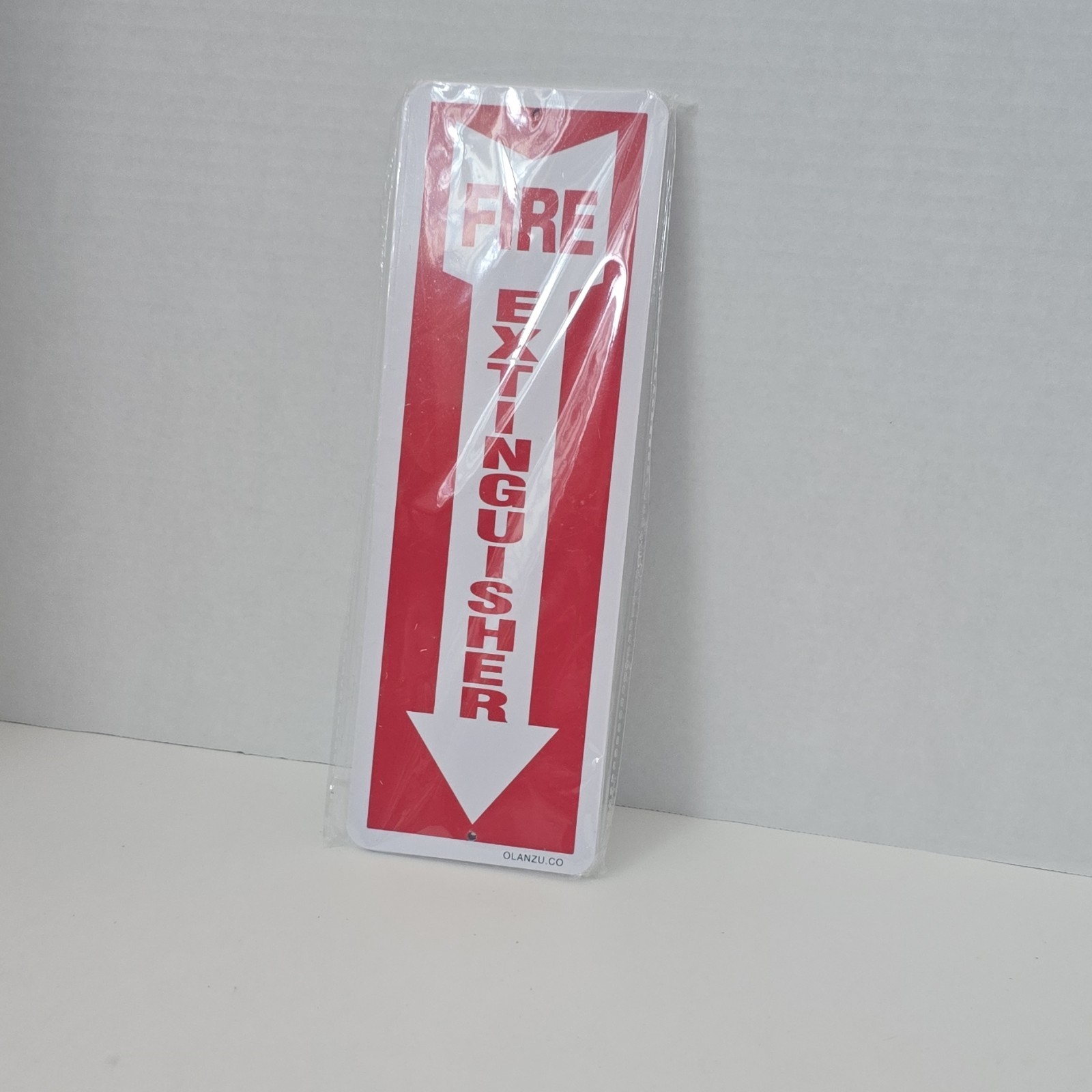 9 Fire Extinguisher Signs, Rigid Plastic Arrow 4" X 12" W/ Screw Holes