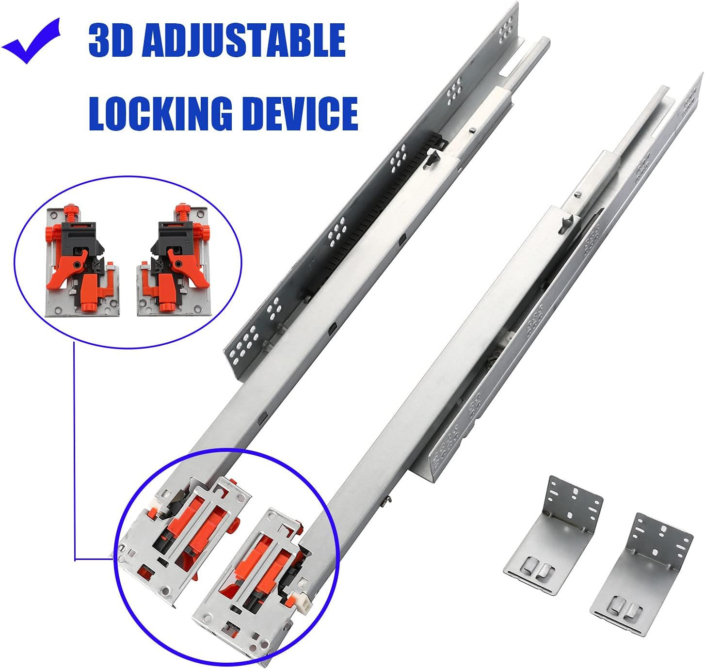 15" Soft Close Undermount Drawer Slides - 6 Pairs with Mounting Screws & Bracket