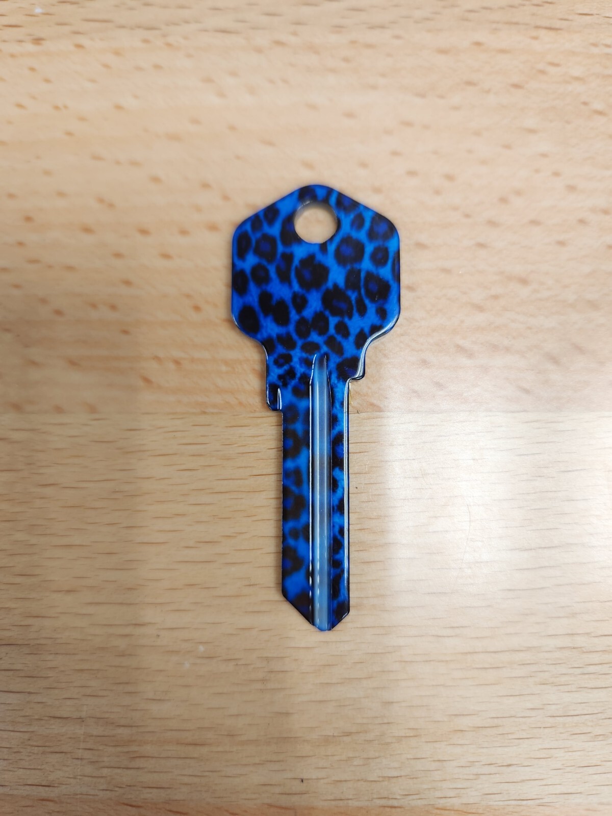 BLUE CHEETAH PRINT KWIKSET KW1/KW10 KEYBLANK - READ DETAILS BELOW