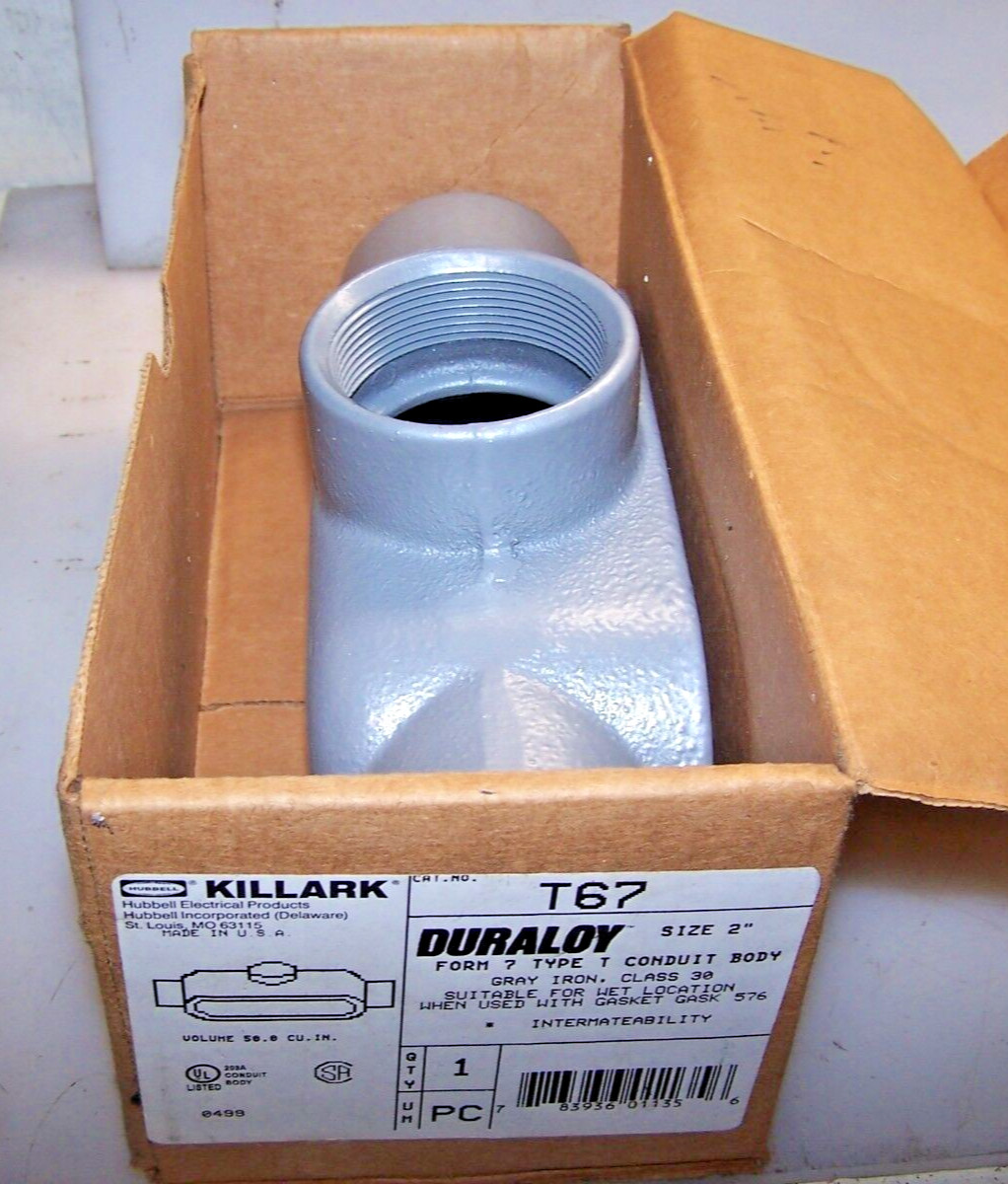 New Hubbell Killark Type T Conduit Body 2" Gray Iron  T67