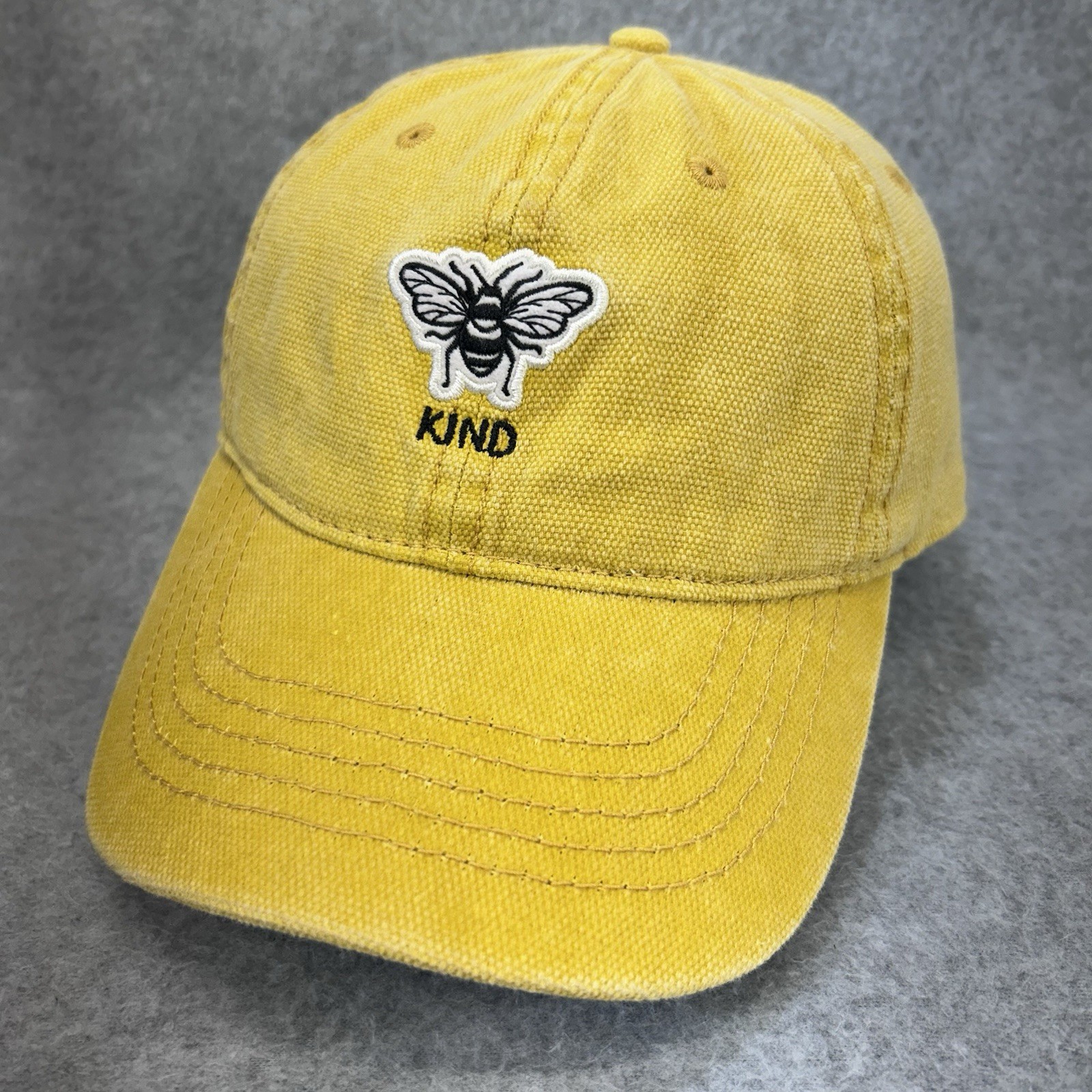 Be Kind Bee Yellow Dad Hat Strapback OSFM Cotton Embroidered Cap