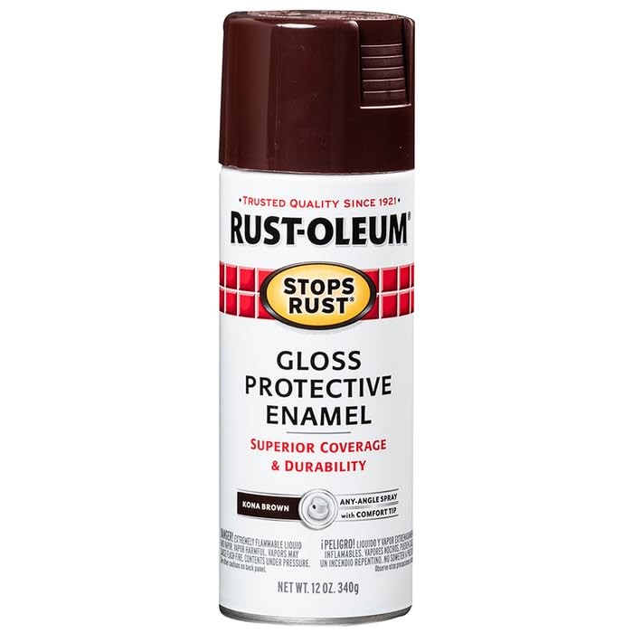 Rust-Oleum 267112-6PK Stops Rust Spray Paint, 12 oz, Gloss Kona Brown, 6 Pack
