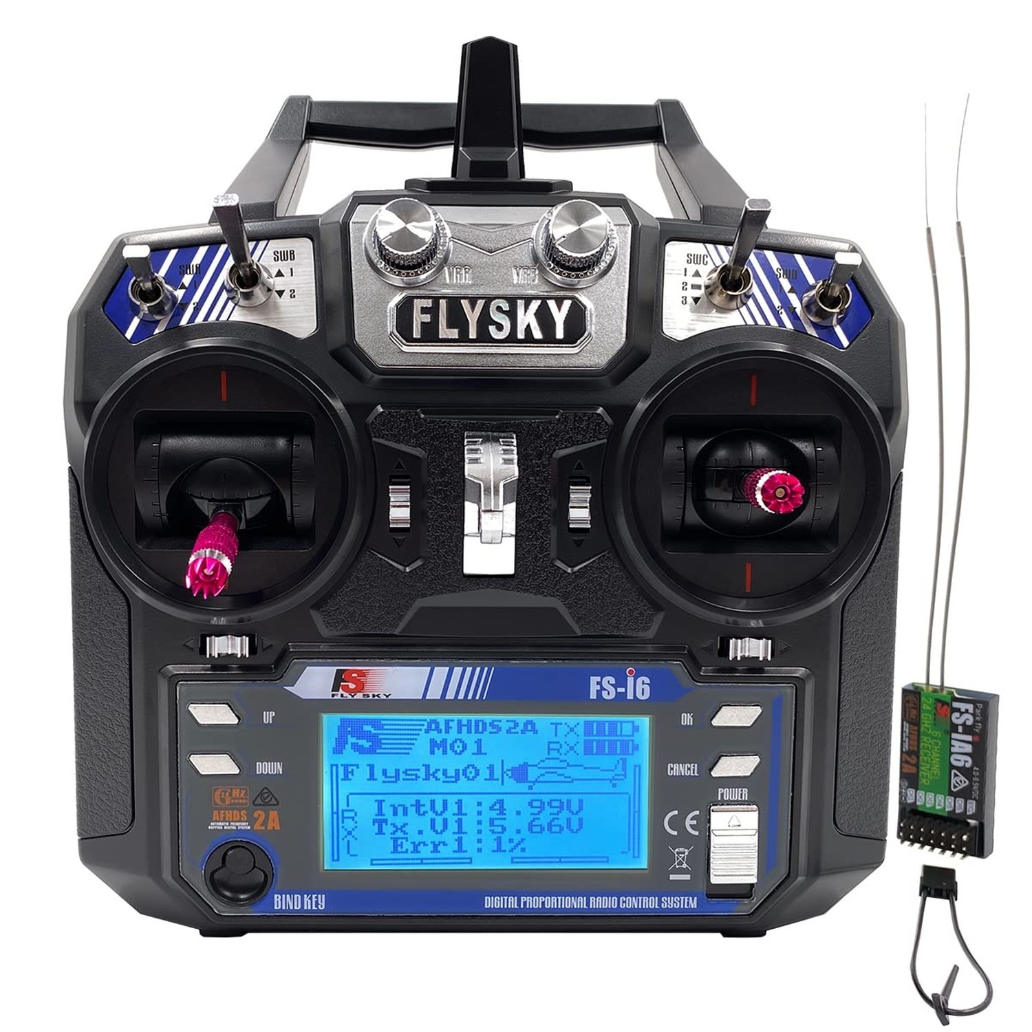DTXMX Flysky FS-i6 RC Transmitter and Receiver FS-iA6 6 Channels 2.4GHz AFHDS...