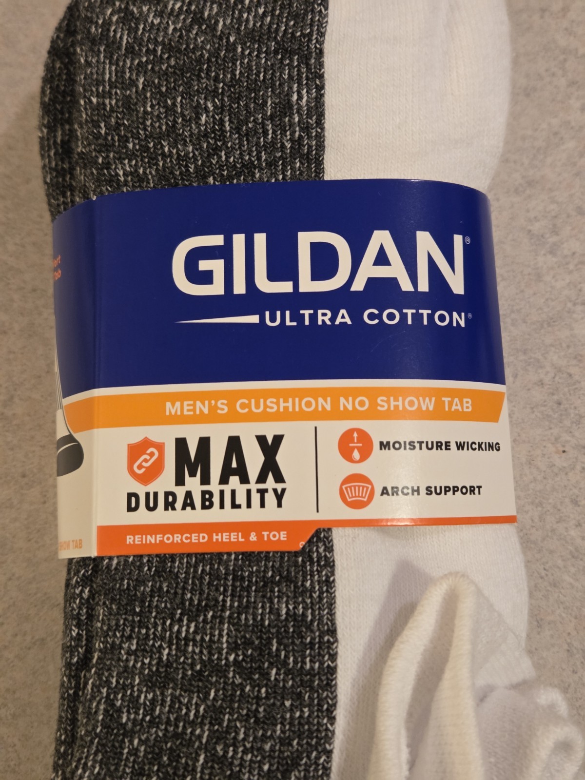 Gildan Ultra Cotton Mens Cushion No Show Tab Socks 6 PAIR White Cushioned #21426