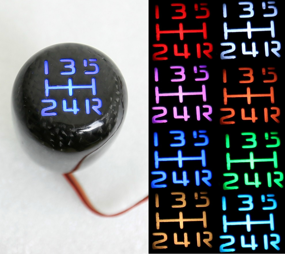 8 Colors LED Carbon Fiber 5 Speed Manual Shift Knob M10x1.5mm or M12x1.25mm