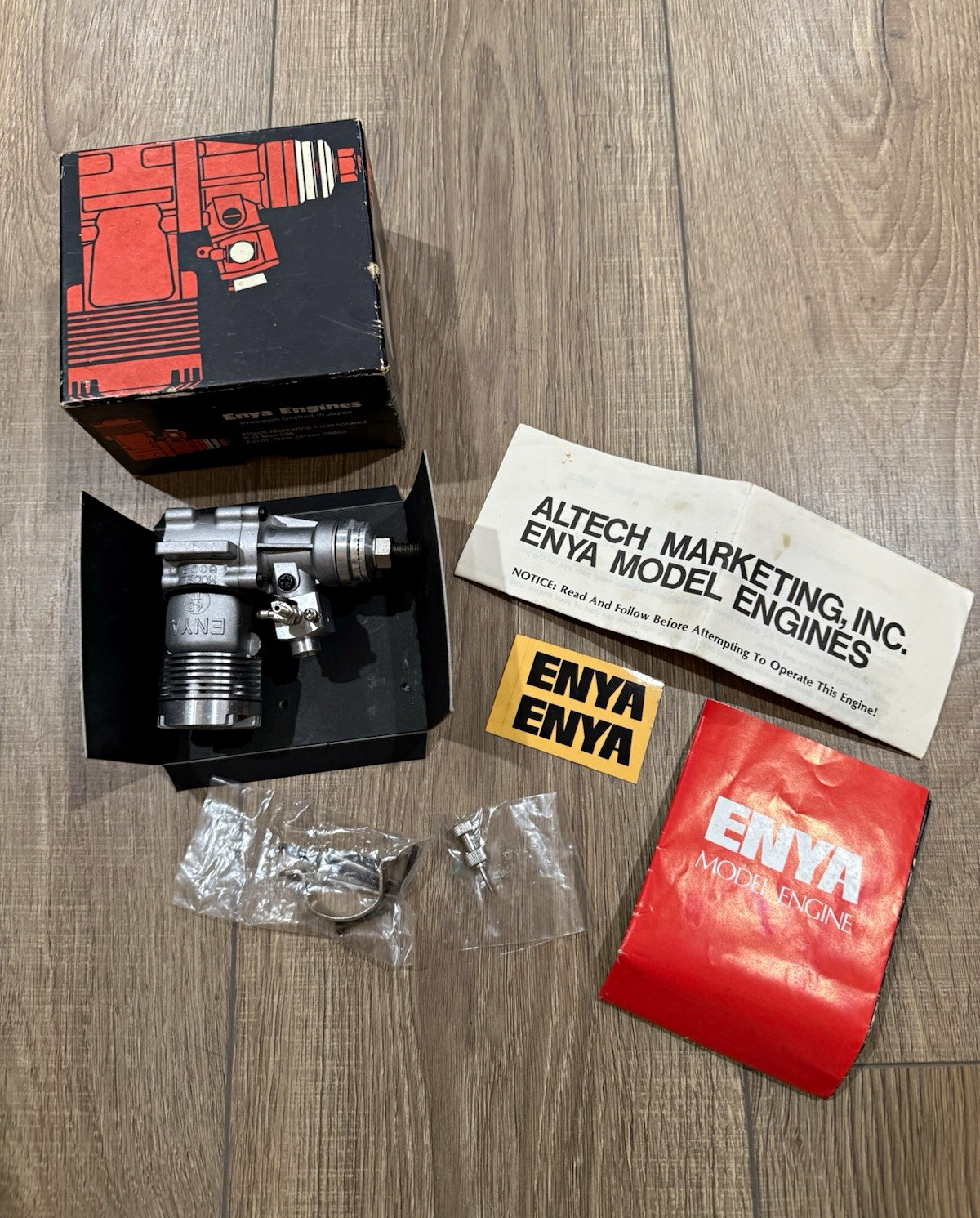 Enya 45-11TV 2-Stroke Nitro/Glow Model Airplane Engine w/ Box Paperwork Parts