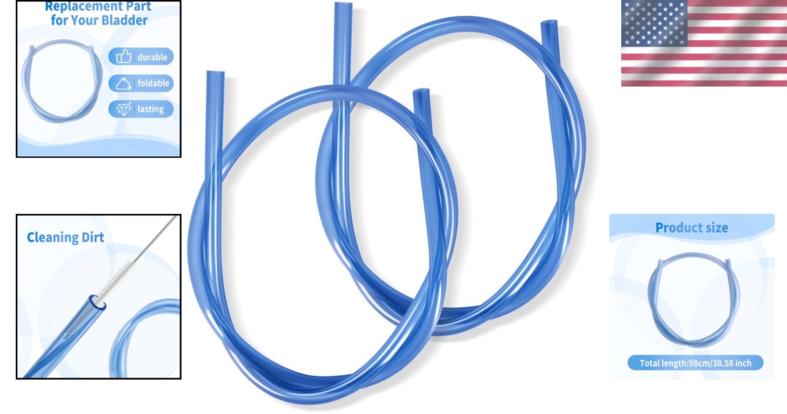 Versatile 2-Pack Replacement Hydration Bladder Hoses, 1/4" Inner Diameter Tubing