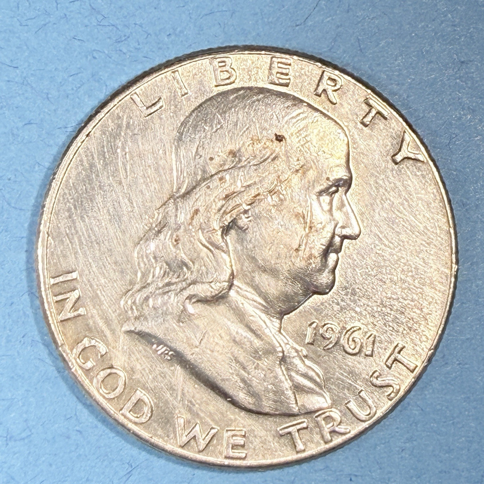 1961 Franklin Half Dollar Philadelphia 90% Silver. AU