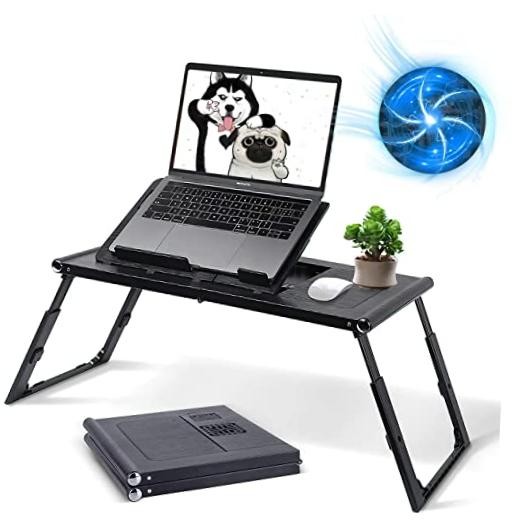 Laptop Desk for Bed - Foldable Lap Tray With Internal USB Fans, Height & Angle