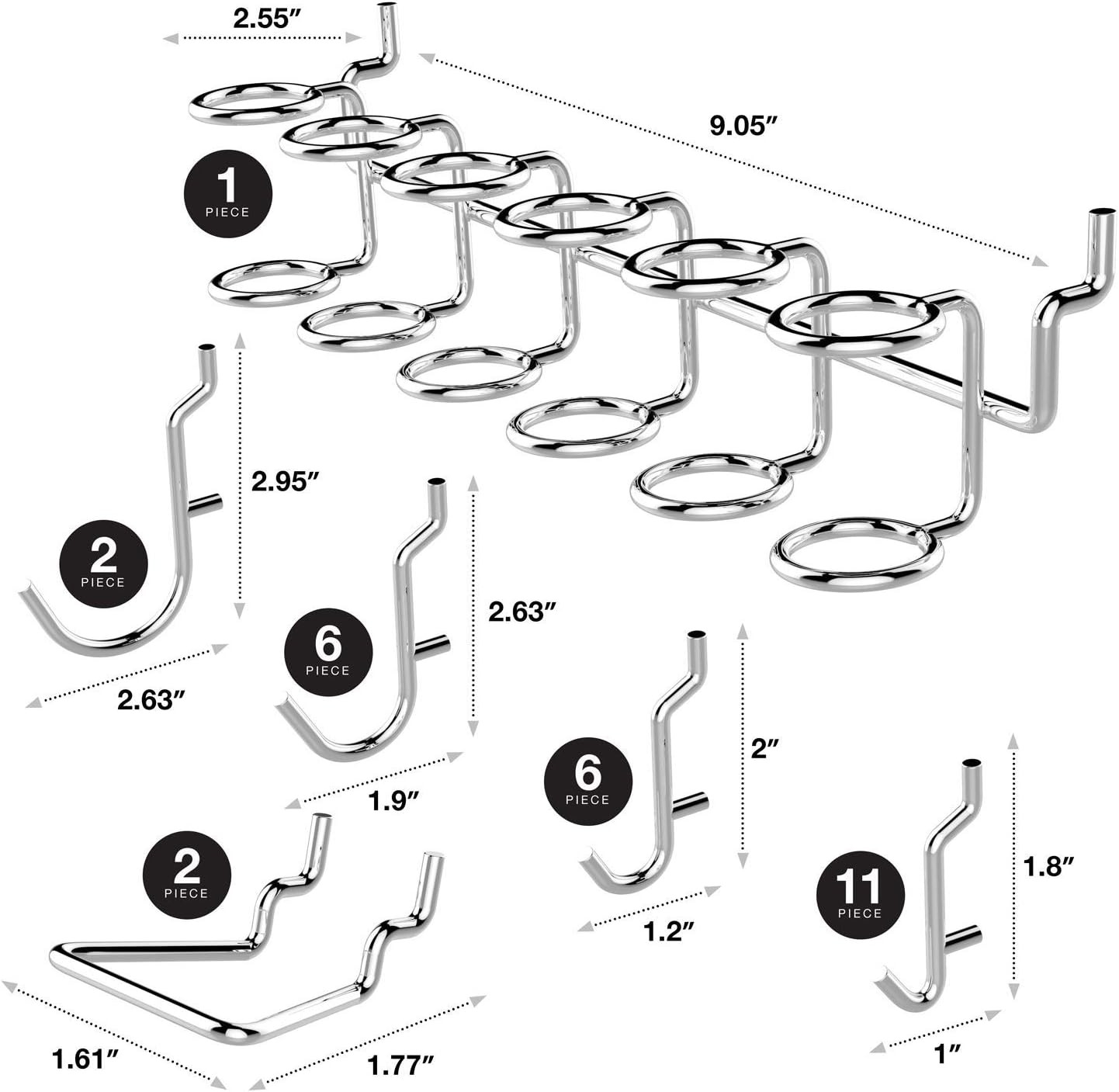 53106 Pegboard Hook Assortment Set, 50 Piece Heavy Duty, Pegboard Hooks for Tool