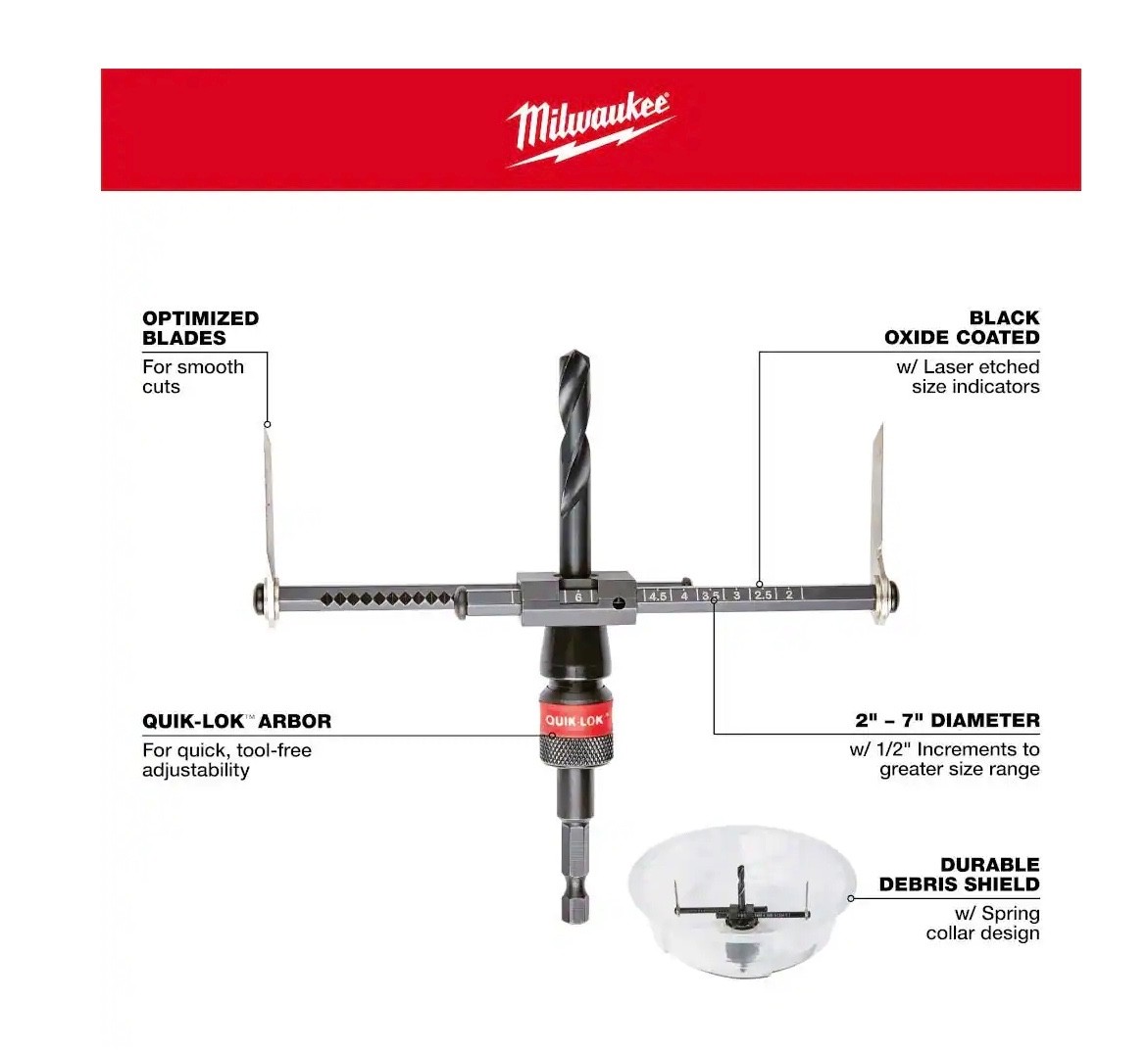Milwaukee Adjustable Hole Cutter 49-56-0290, NEW
