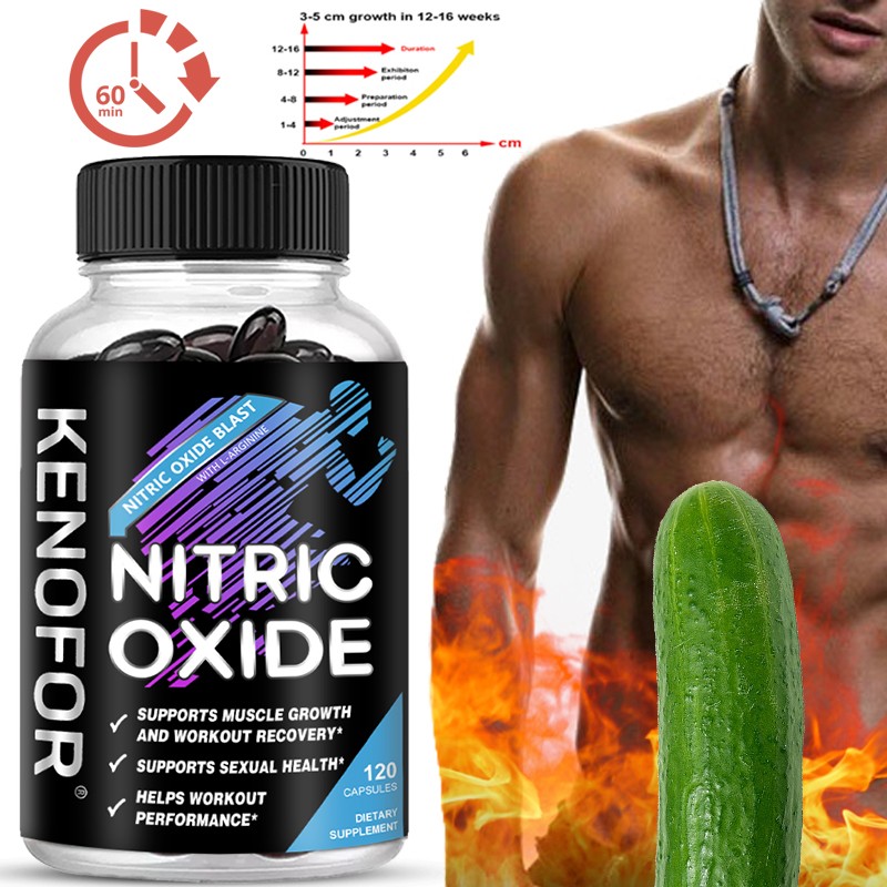 Nitric Oxide L Arginin Pre Workout+Testosterona Booster,Men's,Test 120Capsules